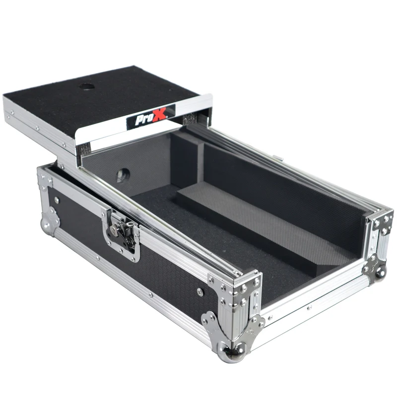 ProX ATA Flight Case for Pioneer DJM-S7 Mixer Gig-Ready Road Case | With Laptop Shelf | Silver/Black