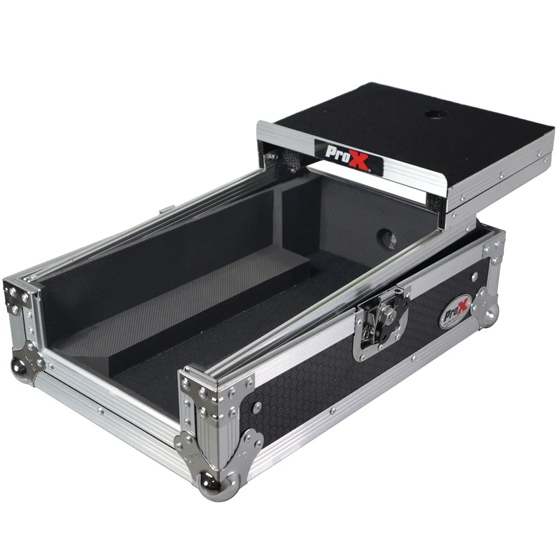 ProX ATA Flight Case for Pioneer DJM-S7 Mixer Gig-Ready Road Case | With Laptop Shelf | Silver/Black