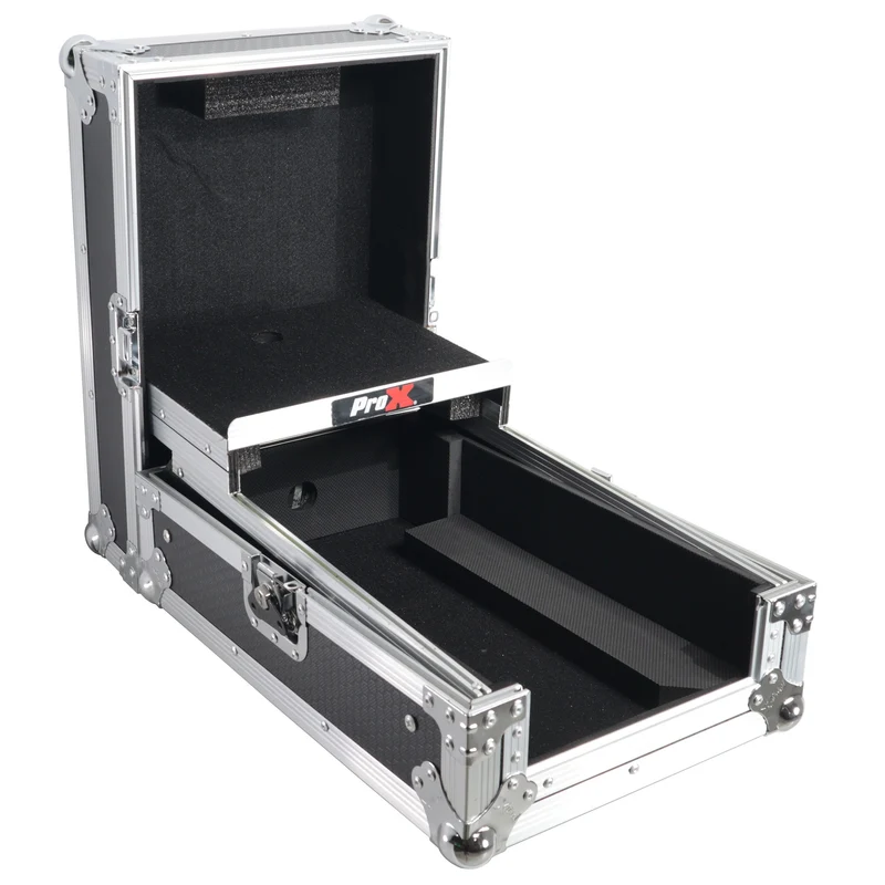 ProX ATA Flight Case for Pioneer DJM-S7 Mixer Gig-Ready Road Case | With Laptop Shelf | Silver/Black