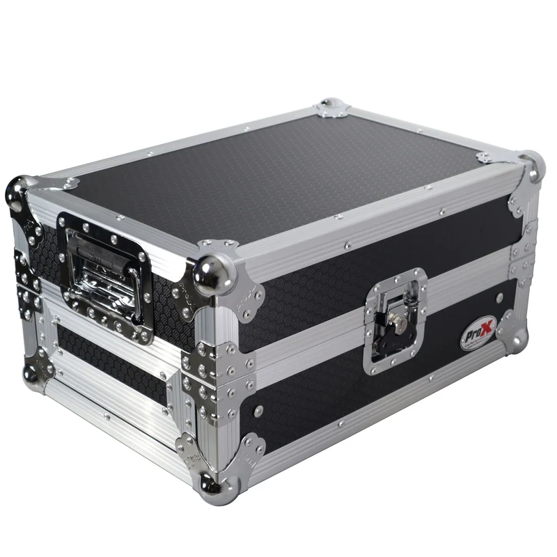 ProX ATA Flight Case for Pioneer DJM-S7 Mixer Gig-Ready Road Case | With Laptop Shelf | Silver/Black
