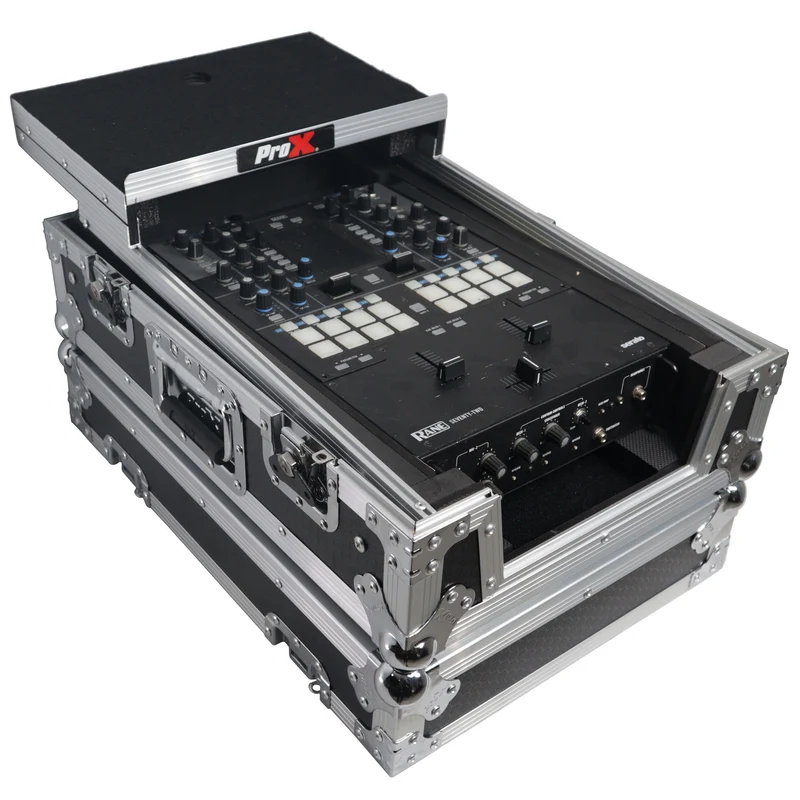 ProX ATA Flight Case for DJ Mixers Universal Road Case | Silver/Black | With Laptop Shelf
