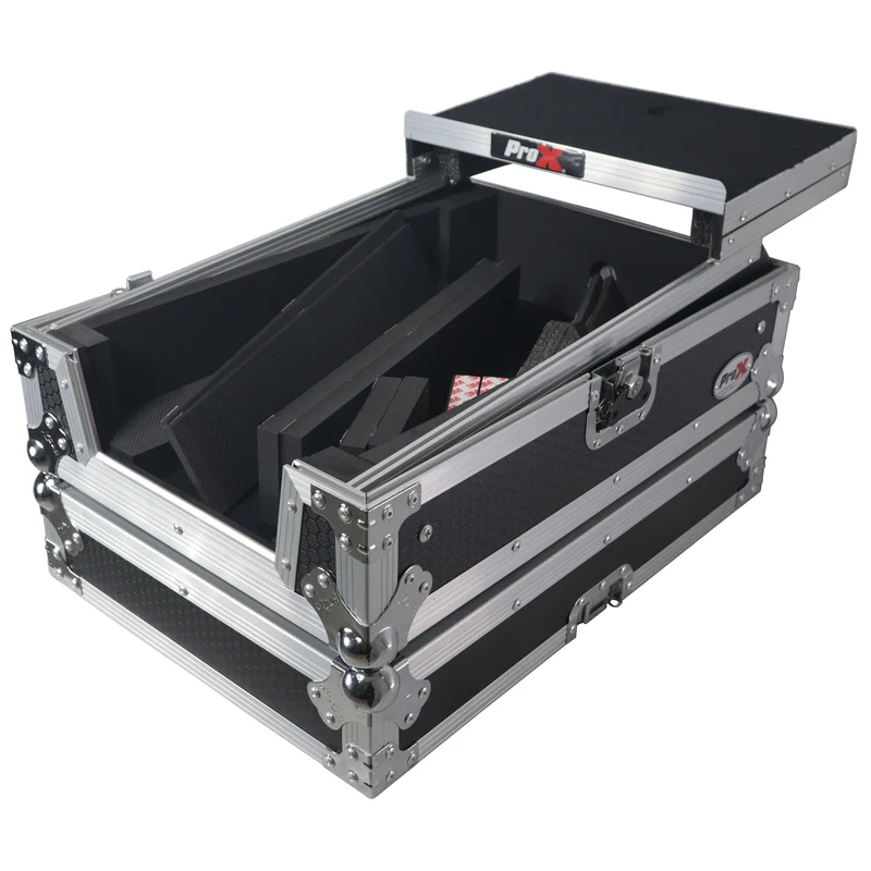 ProX ATA Flight Case for DJ Mixers Universal Road Case | Silver/Black | With Laptop Shelf