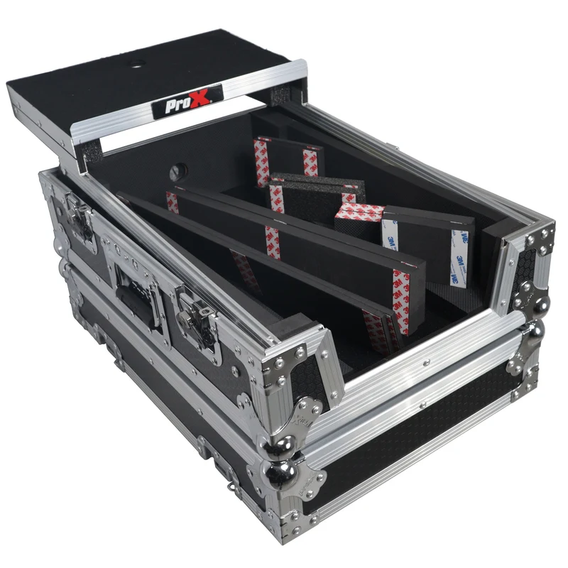 ProX ATA Flight Case for DJ Mixers Universal Road Case | Silver/Black | With Laptop Shelf