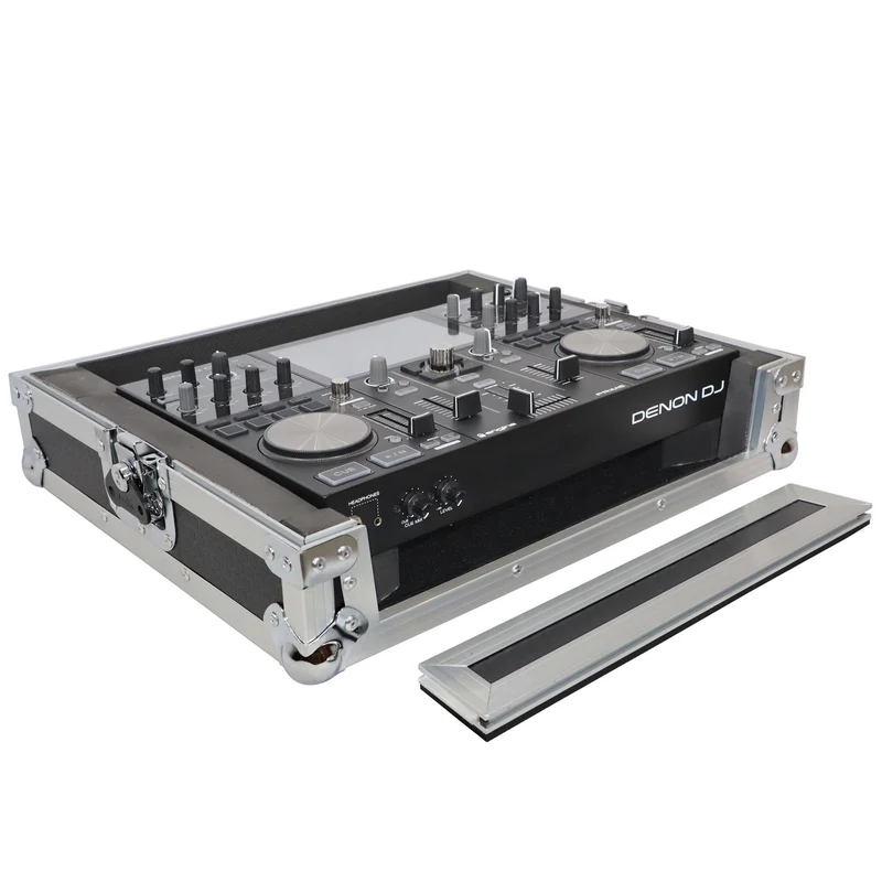ProX ATA Style Flight Travel Case for Denon DJ Prime Go | Silver On Black