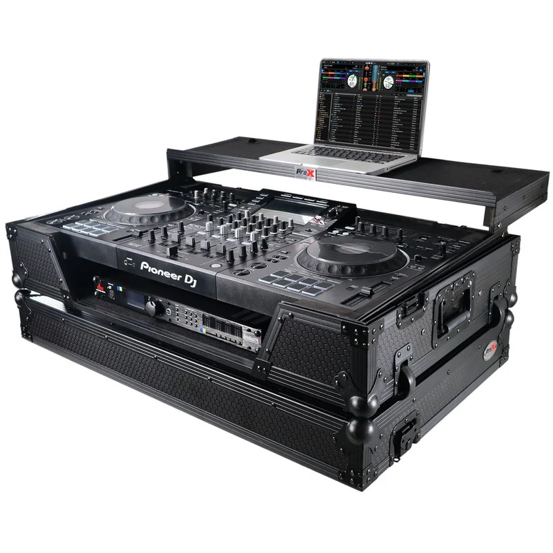 ProX ATA Flight Case For Pioneer XDJ-XZ DJ Controller with 1U Rack Space and Wheels | Black/Black | With Laptop Shelf