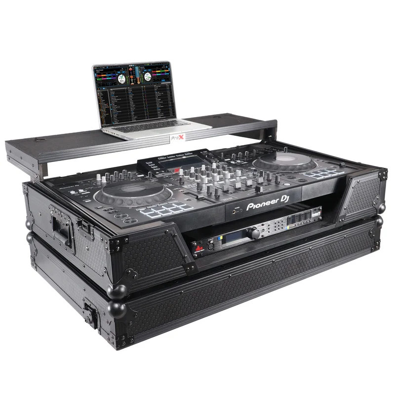 ProX ATA Flight Case For Pioneer XDJ-XZ DJ Controller with 1U Rack Space and Wheels | Black/Black | With Laptop Shelf