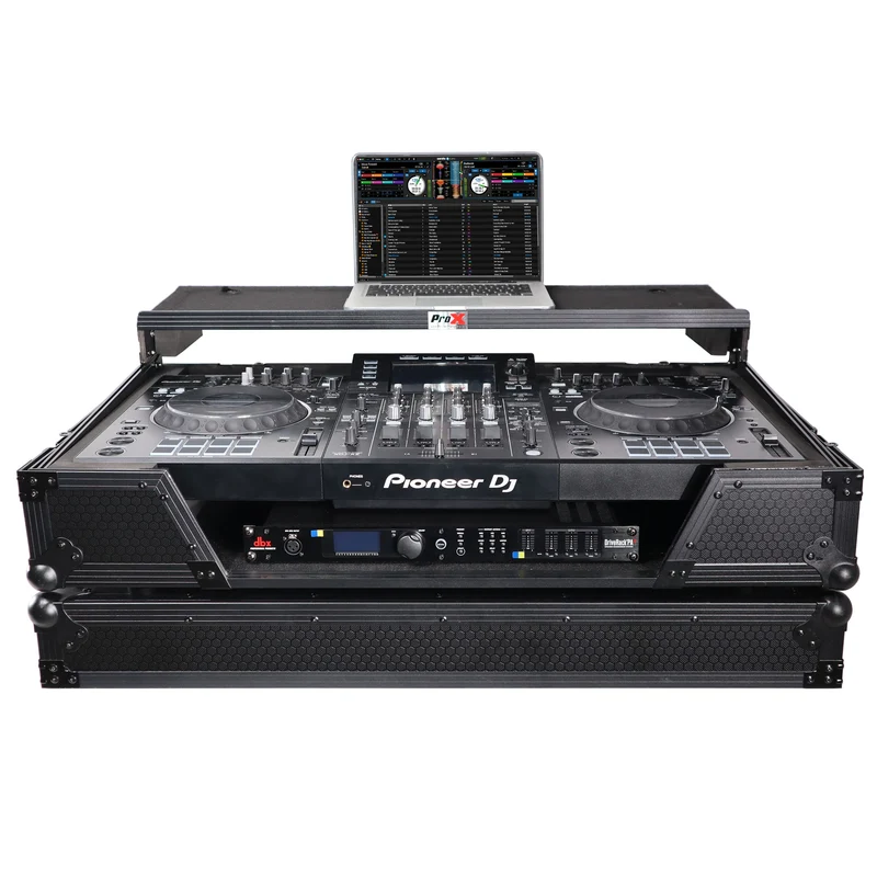 ProX ATA Flight Case For Pioneer XDJ-XZ DJ Controller with 1U Rack Space and Wheels | Black/Black | With Laptop Shelf