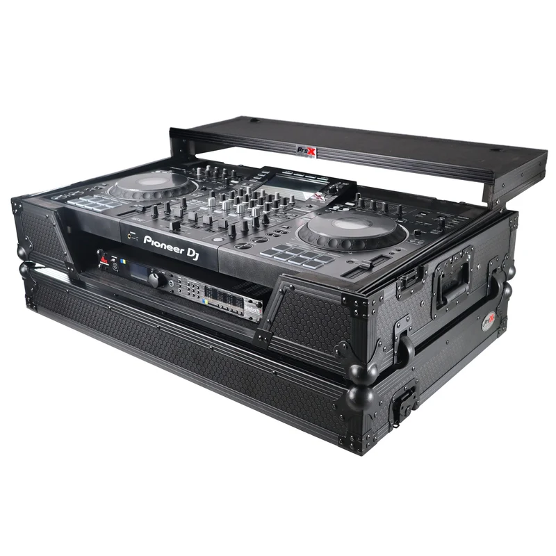 ProX ATA Flight Case For Pioneer XDJ-XZ DJ Controller with 1U Rack Space and Wheels | Black/Black | With Laptop Shelf