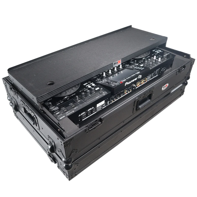 ProX ATA Flight Case For Pioneer XDJ-XZ DJ Controller with 1U Rack Space and Wheels | Black/Black | With Laptop Shelf