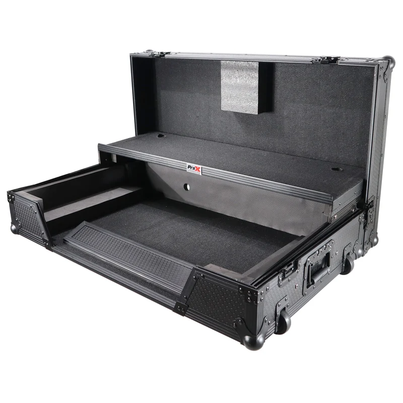 ProX ATA Flight Case For Pioneer XDJ-XZ DJ Controller with 1U Rack Space and Wheels | Black/Black | With Laptop Shelf
