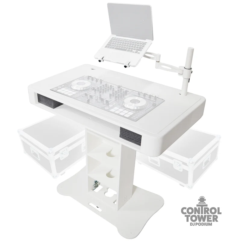 ProX Control Tower DJ Podium T-Shape Stand for Pioneer DDJ | White | With Road Case