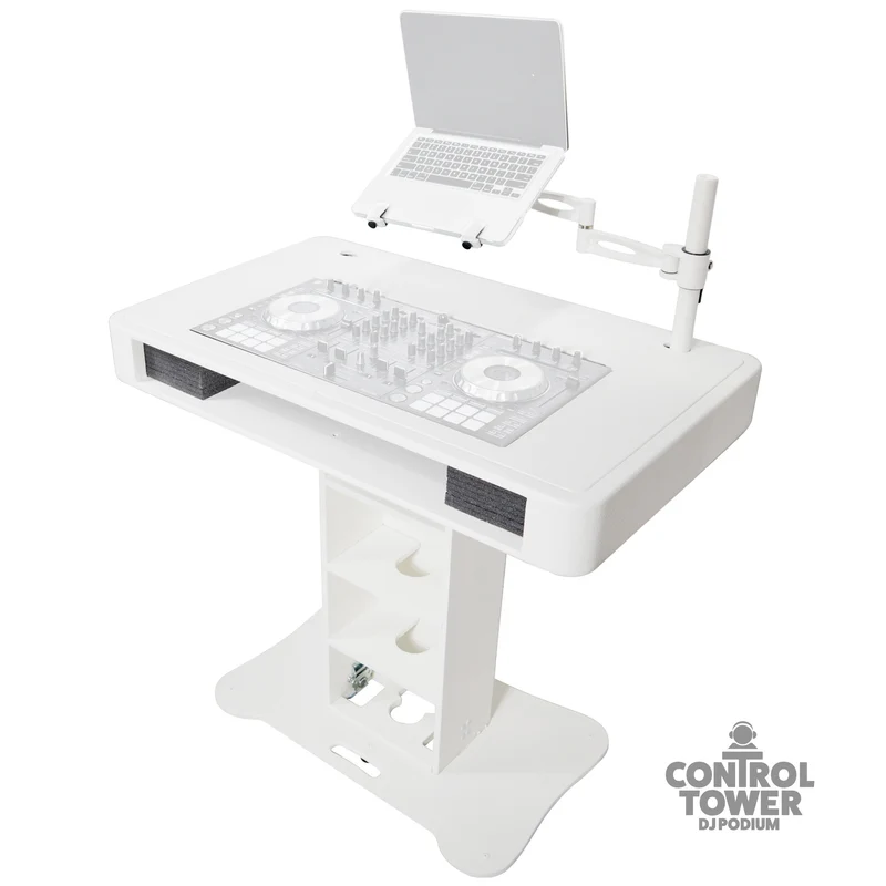 ProX Control Tower DJ Podium T-Shape Stand for Pioneer DDJ | White | Without Road Case