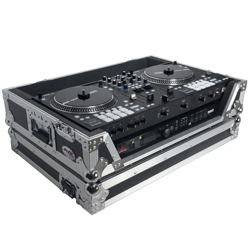 ProX Flight Case for Rane ONE DJ Controller With 1U Rack | Silver on Black | Without Laptop Shelf