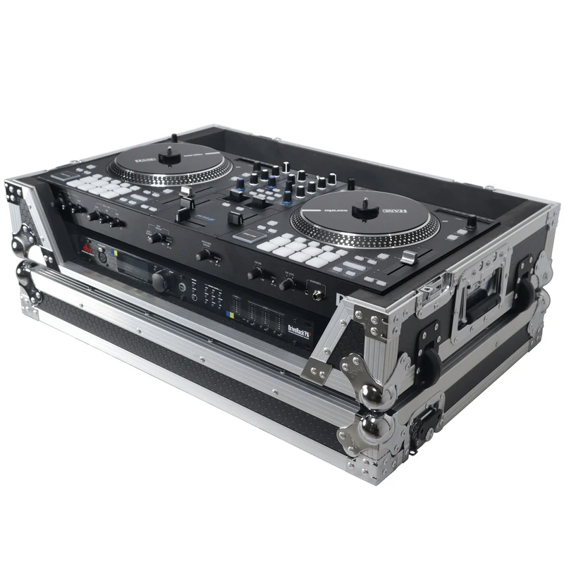ProX Flight Case for Rane ONE DJ Controller With 1U Rack | Silver on Black | Without Laptop Shelf