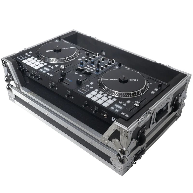 ProX Flight Case for Rane ONE DJ Controller With 1U Rack | Silver on Black | Without Laptop Shelf