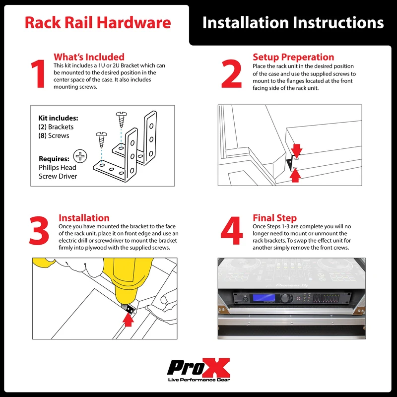 ProX Flight Case for Rane ONE DJ Controller With 1U Rack | Silver on Black | Without Laptop Shelf