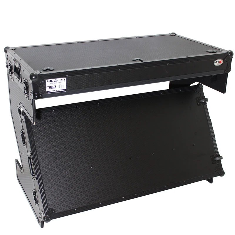 ProX Z-Table Folding DJ Table Mobile DJ Workstation With Wheels | Silver/Black