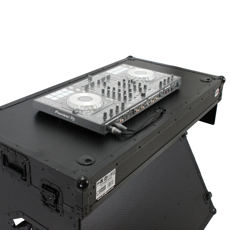 ProX Z-Table Folding DJ Table Mobile DJ Workstation With Wheels | Silver/Black