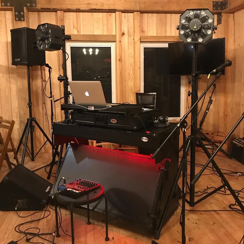 ProX Z-Table Folding DJ Table Mobile DJ Workstation With Wheels | Black