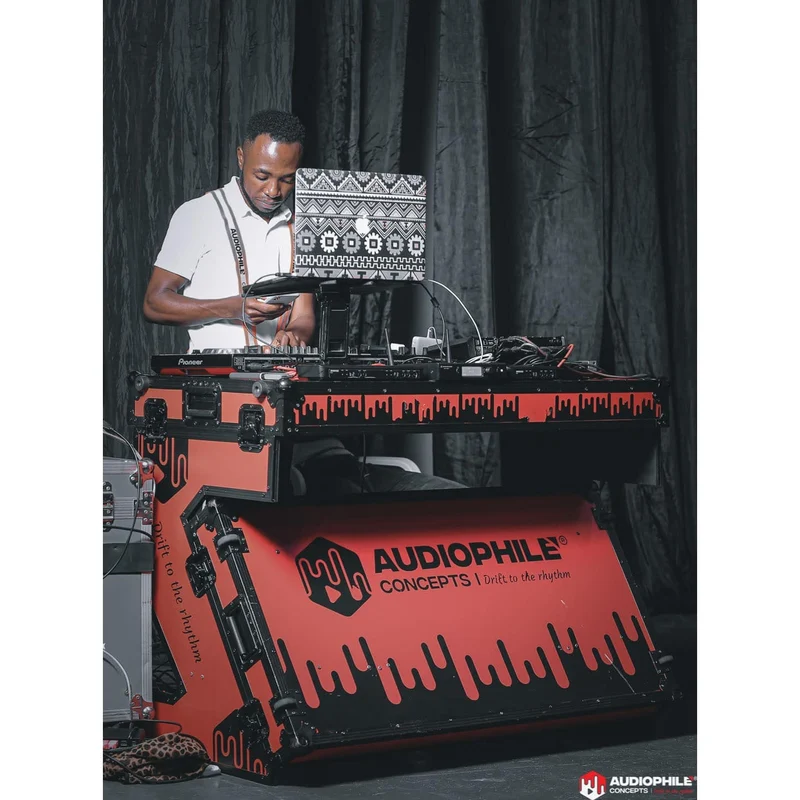 ProX Z-Table Folding DJ Table Mobile DJ Workstation With Wheels | Black