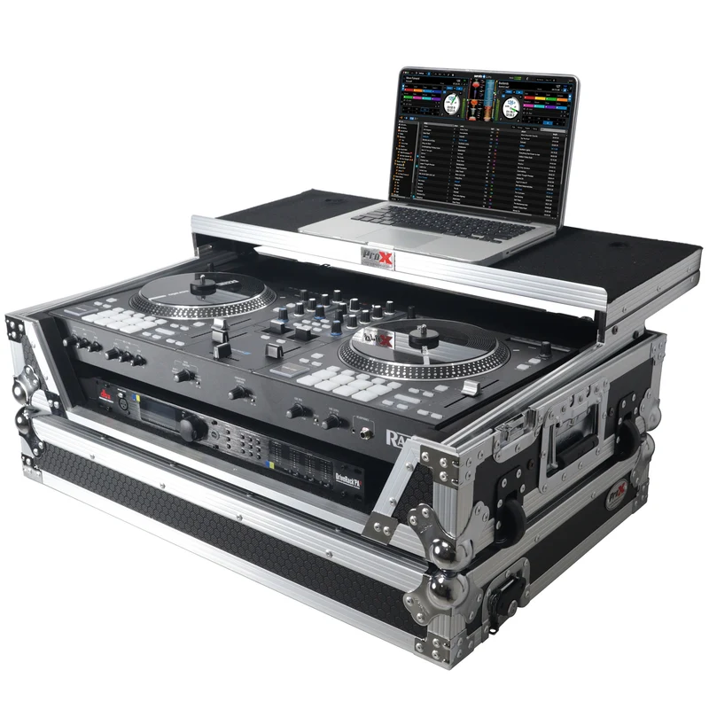 ProX Flight Case for Rane ONE DJ Controller With 1U Rack | Silver on Black | With Laptop Shelf