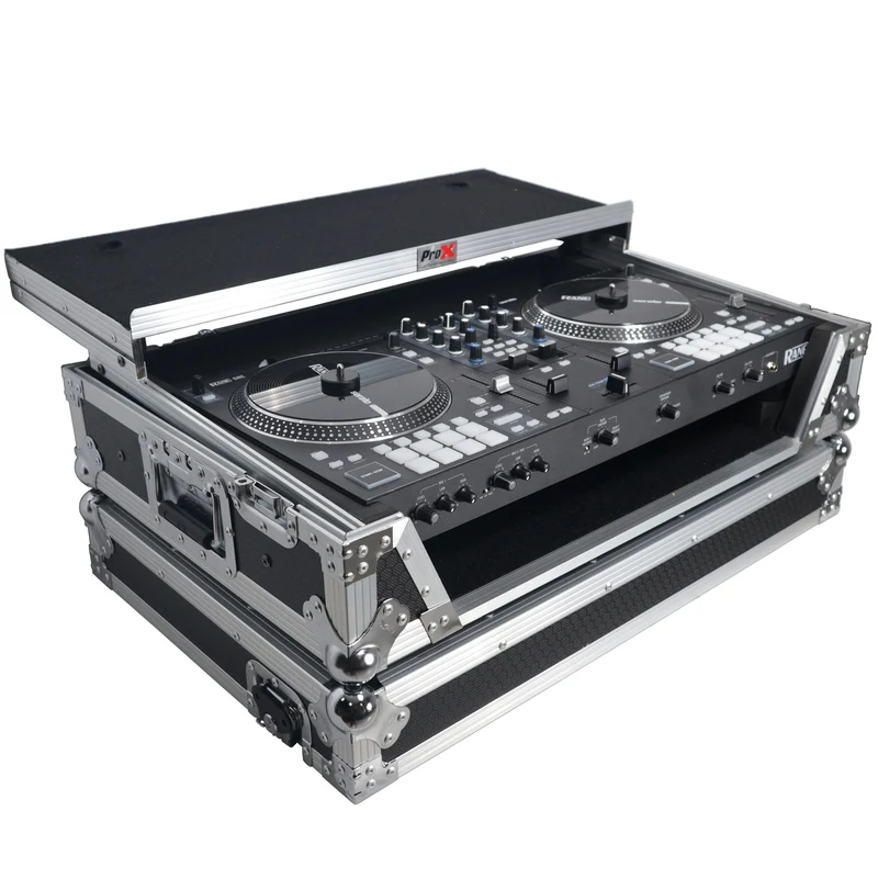ProX Flight Case for Rane ONE DJ Controller With 1U Rack | Silver on Black | With Laptop Shelf