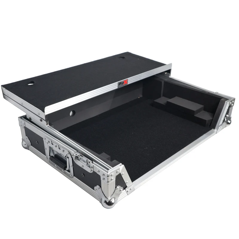 ProX Flight Case for Rane ONE DJ Controller With 1U Rack | Silver on Black | With Laptop Shelf