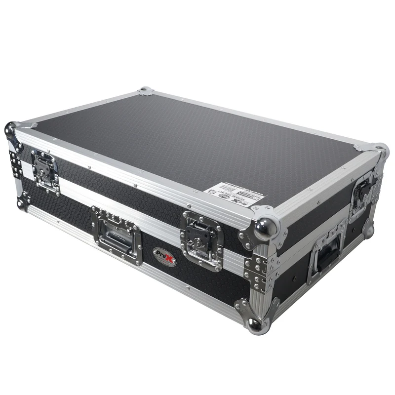 ProX Flight Case for Rane ONE DJ Controller With 1U Rack | Silver on Black | With Laptop Shelf