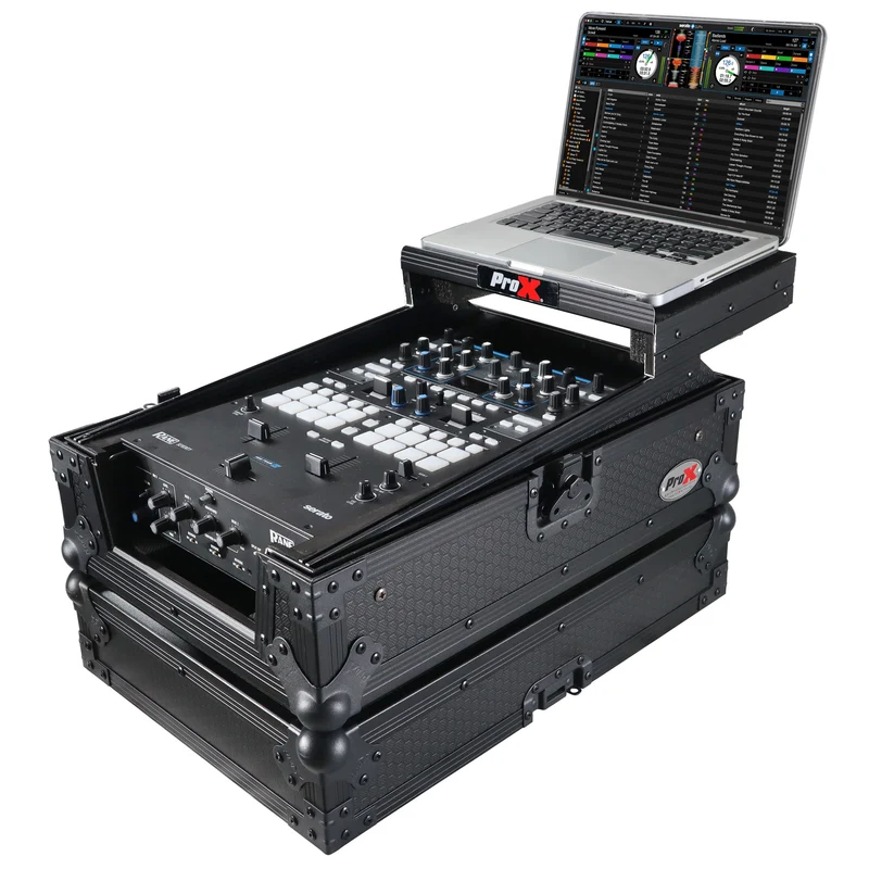 ProX Flight Case for Rane Seventy DJ Mixer Road Case | Black on Black | With Laptop Shelf