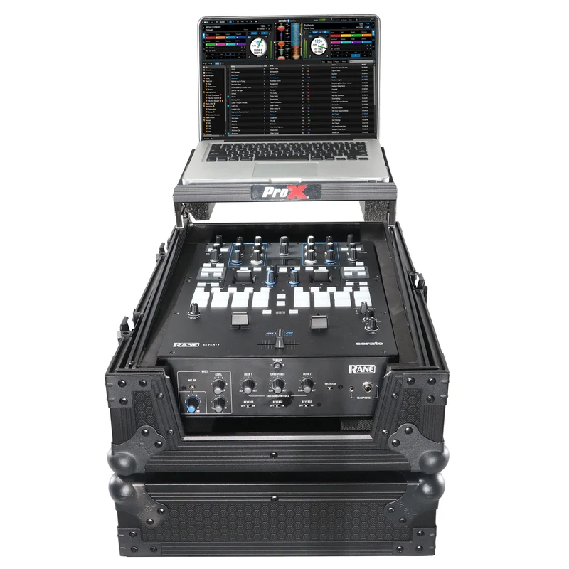 ProX Flight Case for Rane Seventy DJ Mixer Road Case | Black on Black | With Laptop Shelf