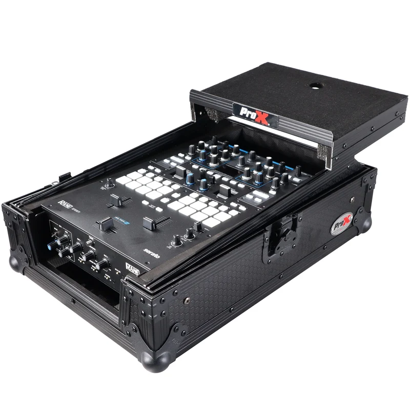 ProX Flight Case for Rane Seventy DJ Mixer Road Case | Black on Black | With Laptop Shelf