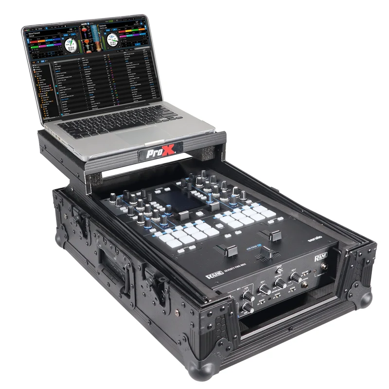 ProX Flight Case for Rane Seventy DJ Mixer Road Case | Black on Black | With Laptop Shelf