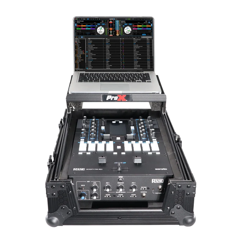 ProX Flight Case for Rane Seventy DJ Mixer Road Case | Black on Black | With Laptop Shelf