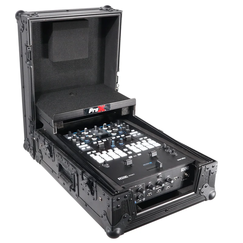 ProX Flight Case for Rane Seventy DJ Mixer Road Case | Black on Black | With Laptop Shelf