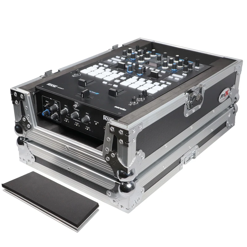 ProX Flight Case for Rane Seventy DJ Mixer Road Case | Silver on Black | Without Laptop Shelf