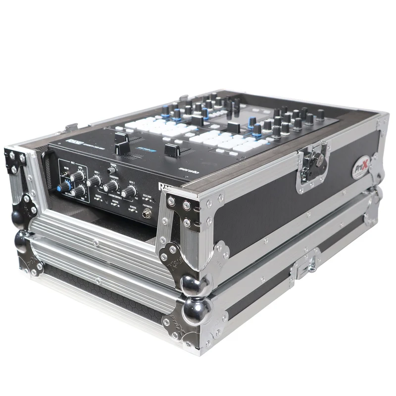 ProX Flight Case for Rane Seventy DJ Mixer Road Case | Silver on Black | Without Laptop Shelf