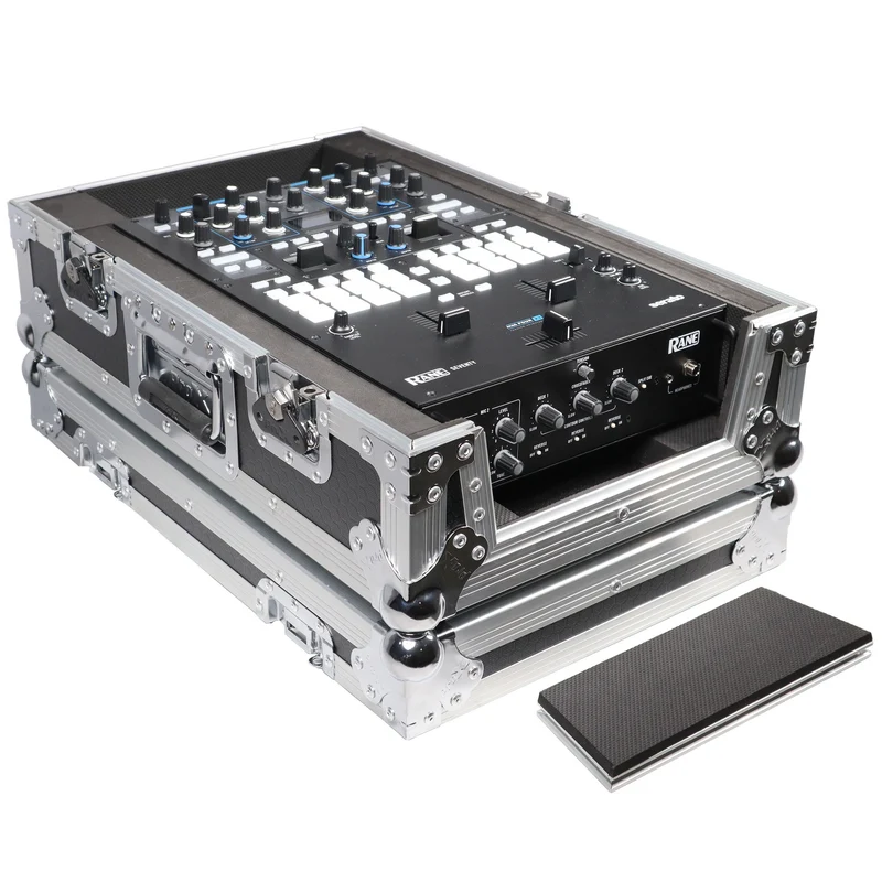 ProX Flight Case for Rane Seventy DJ Mixer Road Case | Silver on Black | Without Laptop Shelf