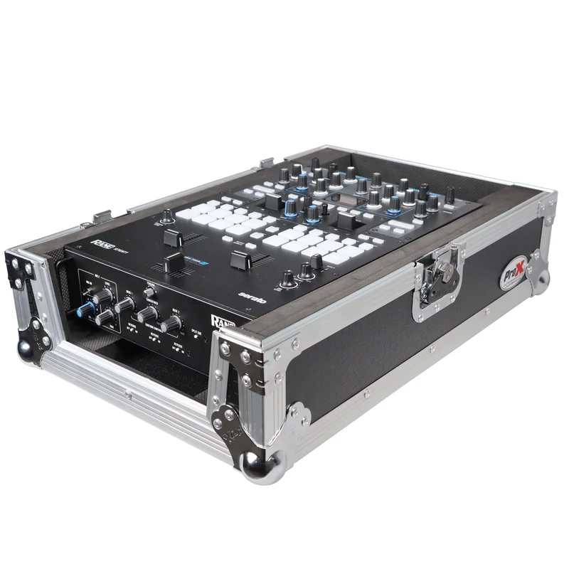 ProX Flight Case for Rane Seventy DJ Mixer Road Case | Silver on Black | Without Laptop Shelf