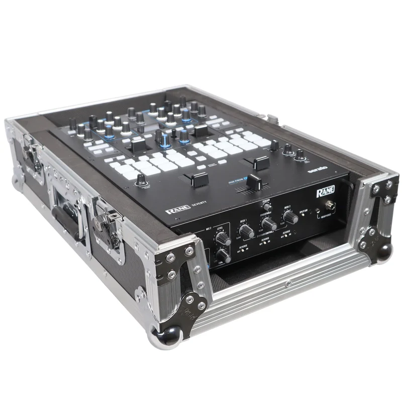 ProX Flight Case for Rane Seventy DJ Mixer Road Case | Silver on Black | Without Laptop Shelf