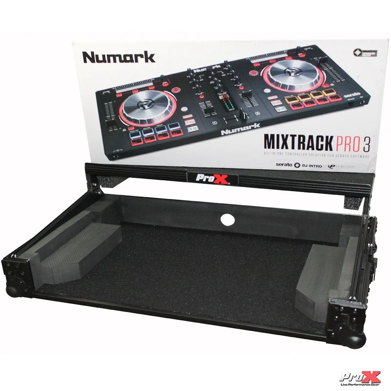 ProX Flight Case for Numark MixTrack Controller with Laptop Shelf | Black on Black