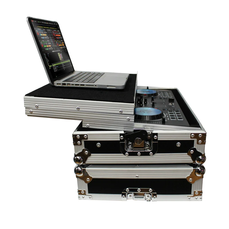 ProX Flight Case for Numark MixTrack Controller with Laptop Shelf | Silver on Black