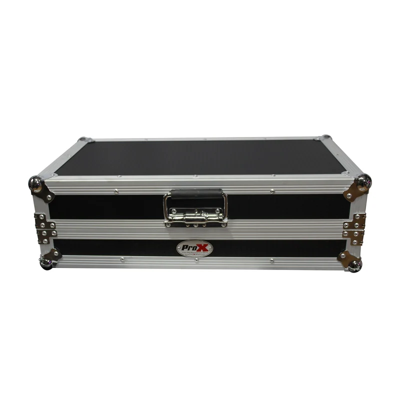 ProX Flight Case for Numark MixTrack Controller with Laptop Shelf | Silver on Black