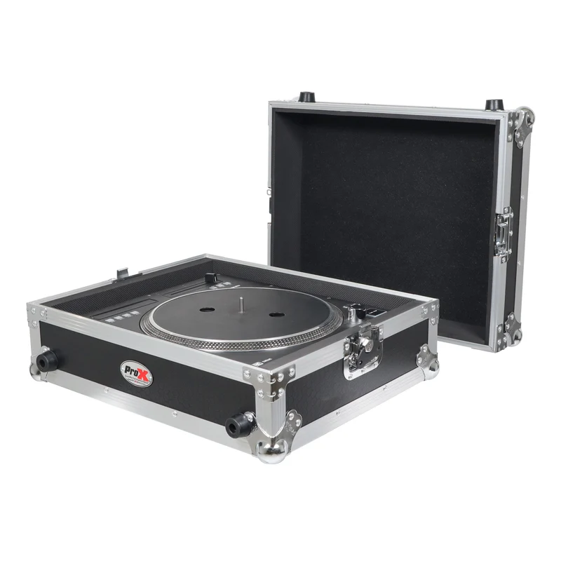 ProX Flight Case for Turntable - Universal W-Foam Kit | Silver on Black