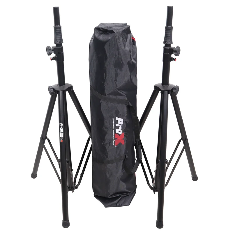 ProX Air-Powered Heavy Duty Speaker Tripod Stand | Set of 2 With Bag | 110 lb | 51"-76"