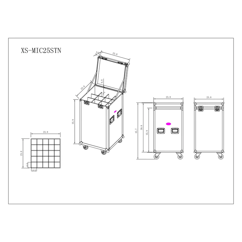 ProX Microphone Accessory Case ATA Flight Case For Mic Storage | 25-stand holder