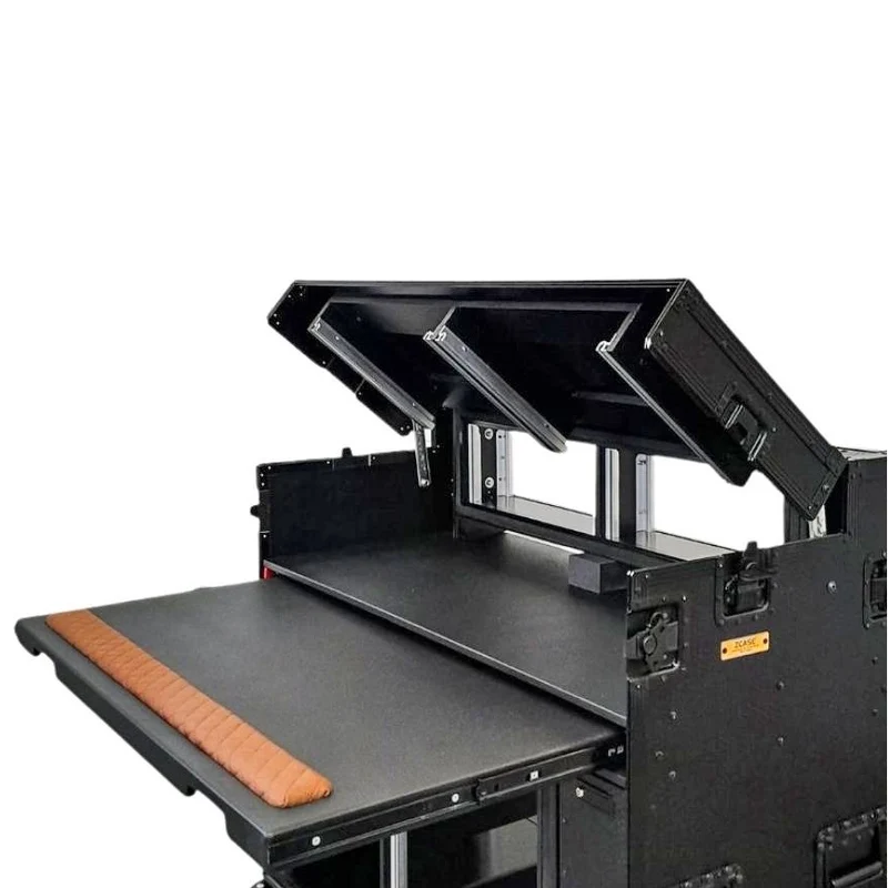 ProX Mobile AV Broadcasting Workstation Case Portable Rack Desk | 2x4U Top + 2x12U Bottom | Black