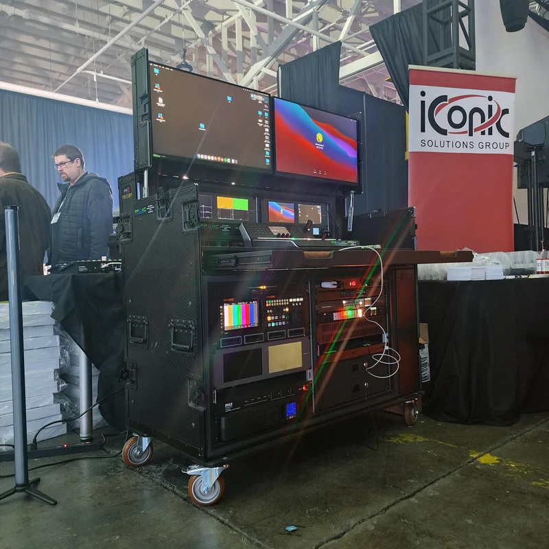 ProX Mobile AV Broadcasting Workstation Case Portable Rack Desk | 2x4U Top + 2x12U Bottom | Black