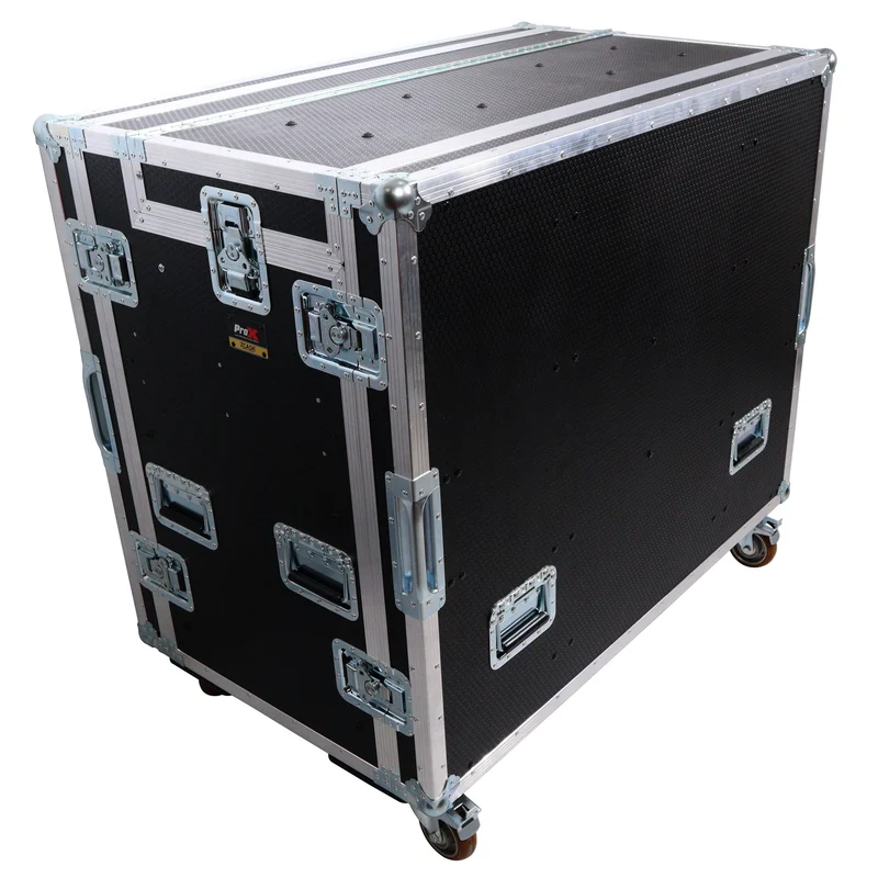 ProX Mobile AV Broadcasting Workstation Case Portable Rack Desk | 2x4U Top + 2x12U Bottom | Silver/Black