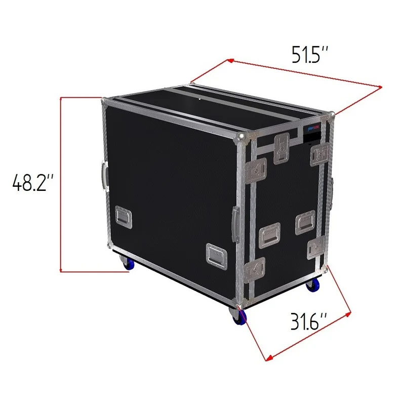 ProX Mobile AV Broadcasting Workstation Case Portable Rack Desk | 2x4U Top + 2x12U Bottom | Silver/Black