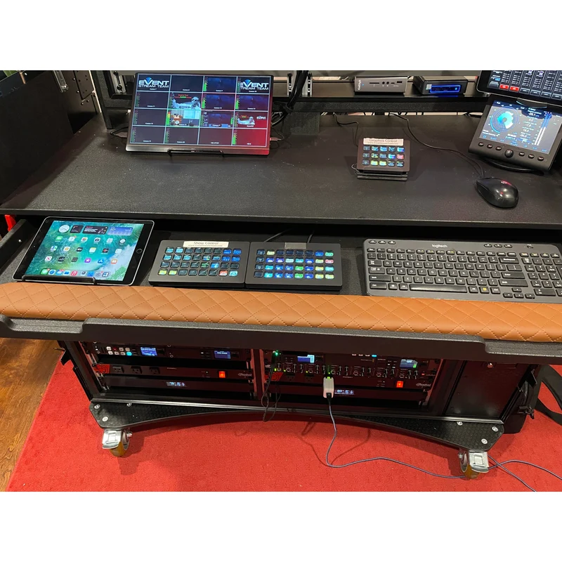 ProX Mobile AV Broadcasting Workstation Case Portable Rack Desk | 2x4U Top + 2x12U Bottom | Silver/Black
